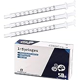 Gufastore 50pcs 1ml/cc Plastic Syringes with Caps Without Rubber Stopper in for Industry Lab Pet Feeding