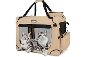 Totoro Ball Extra Large Cat Carrier for 2 Cats Collapsible Soft Pet XL Crate for Large/Medium Cats 20lbs Car Travel Portable 