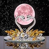 Sparkle Crystal Swan Figurine, Couple Lover Swan Statues, Clear Crystal Swan Ornaments Collectibles, Paperweight Table Centerpiece Ornament, Wedding Home Office Tabletop Decor Valentine's Day (Yellow)