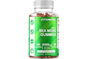 Vitamatic Irish Sea Moss Gummies – 3000mg Equivalent Per Serving – 60 Ct Made with Bladderwrack & Burdock Root – Seamoss Supplement for Thyroid, Energy & Immune Support