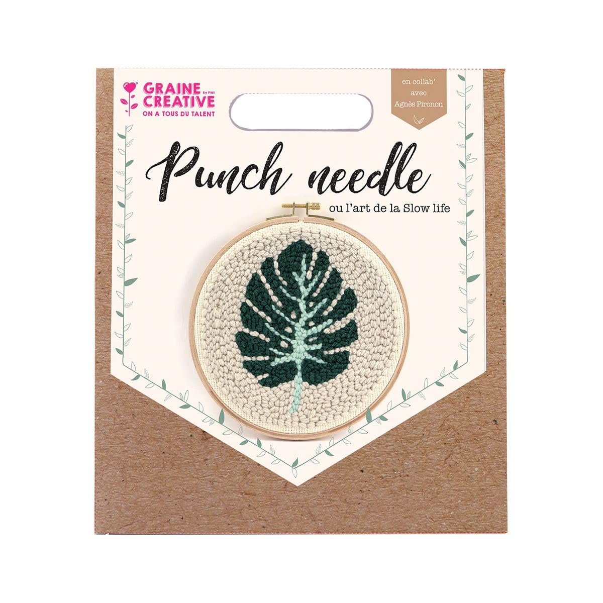 Graine Créative Punch Needle Kit - Tropical Leaf - Ø 20 cm