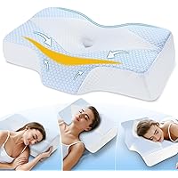 Mkicesky Orthopedic Memory Foam Pillow for Neck Shoulder Pain Relief - Ergonomic Neck Support Sleeping Pillow for Side, Back