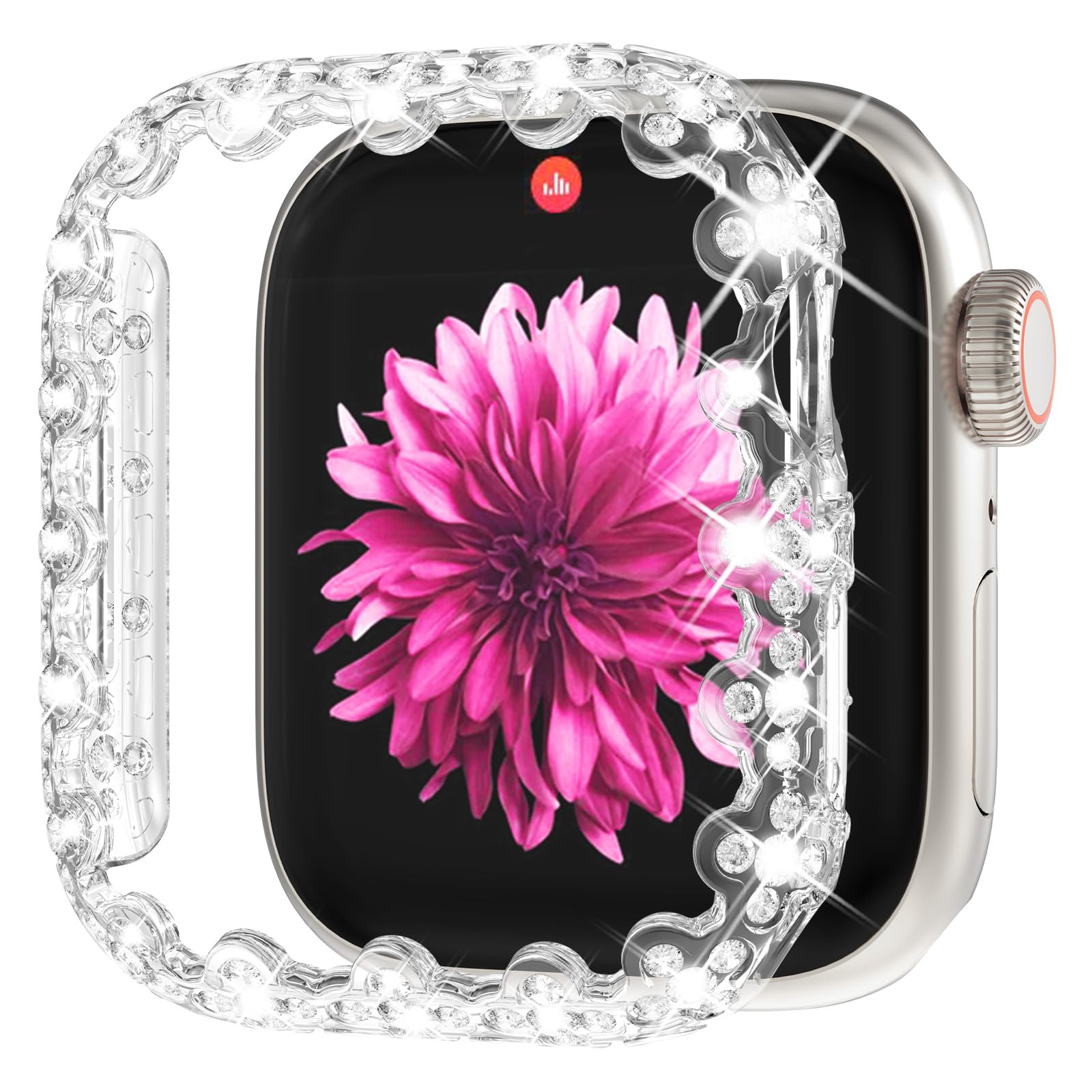 WINGLE Bling Case for Apple Watch 40mm Screen Protector Case Series 6 5 4 SE (2nd Gen), Lace Edge 4 Leaf Clover Diamond Face Cover Glitter Rhinestone Protective Bumper for iWatch Women, 40mm Clear