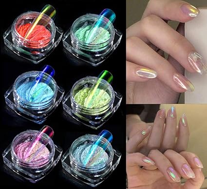Amazon Com Moonyli 2 Colors Ice Transparent Aurora Nail Powder Nail Art Decorations Sports Outdoors