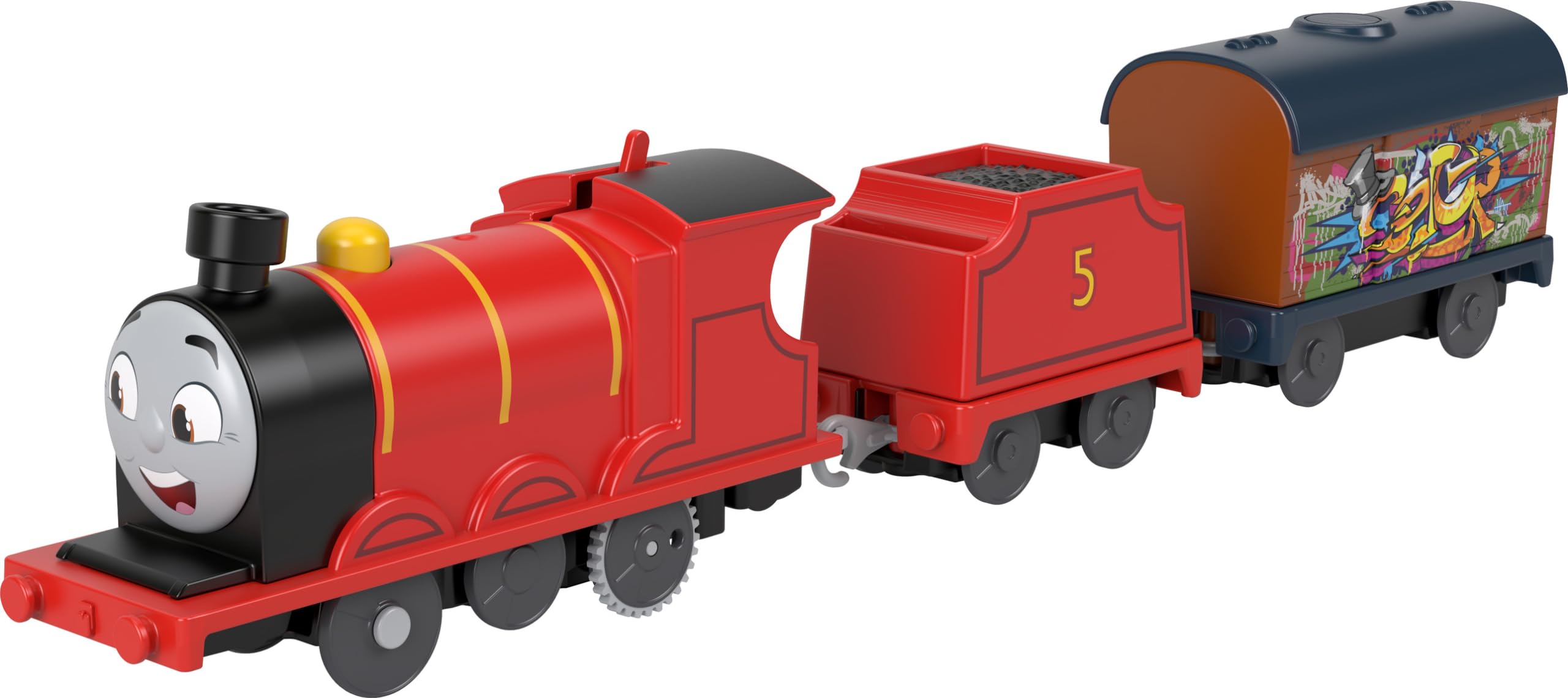 Photo 1 of Thomas & Friends Motorized Toy Train Graffiti James Battery-Powered Engine with Tender & Cargo Car for Pretend Play Preschool Kids Ages 3+ Years