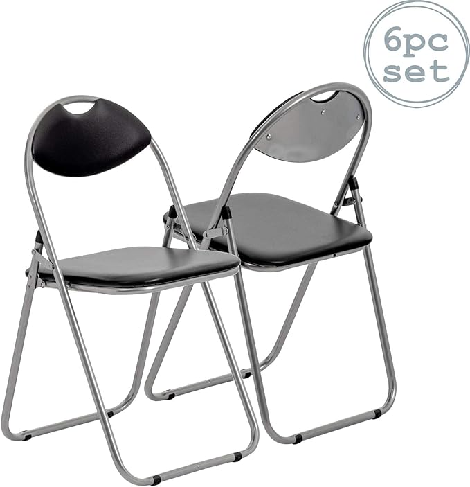 Harbour Housewares Black Padded, Folding, Desk Chair Pack of 6 Amazon.co.uk Kitchen & Home