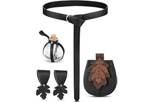 Twistover 6 Pcs Women Renaissance Accessories Leaf Belt Bag Medieval Viking Belt Potion Bottles Leather Belt Skirt Hikes