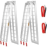 ATV Ramps for Pickup Trucks, 7.5 ft Folding Aluminum Loading Ramps, 2 Pack | 1,500 lb per pair (750 each); 89 x 12 in each; folding truck ramps for ATVs, UTVs and mowers; 2 safety straps