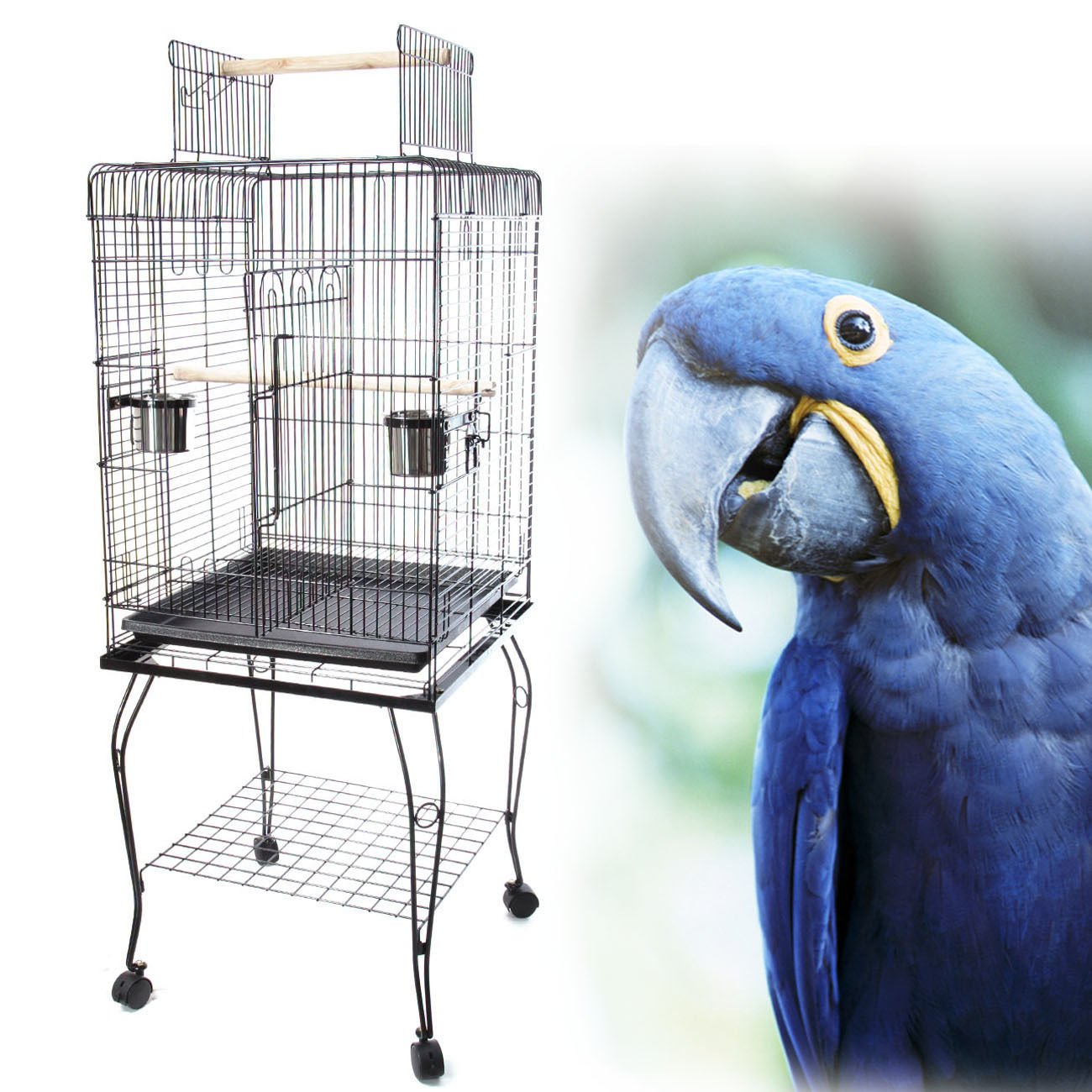 Bird Cage Parrot Finch Cage Gym Perch Stand 20"x20"x57