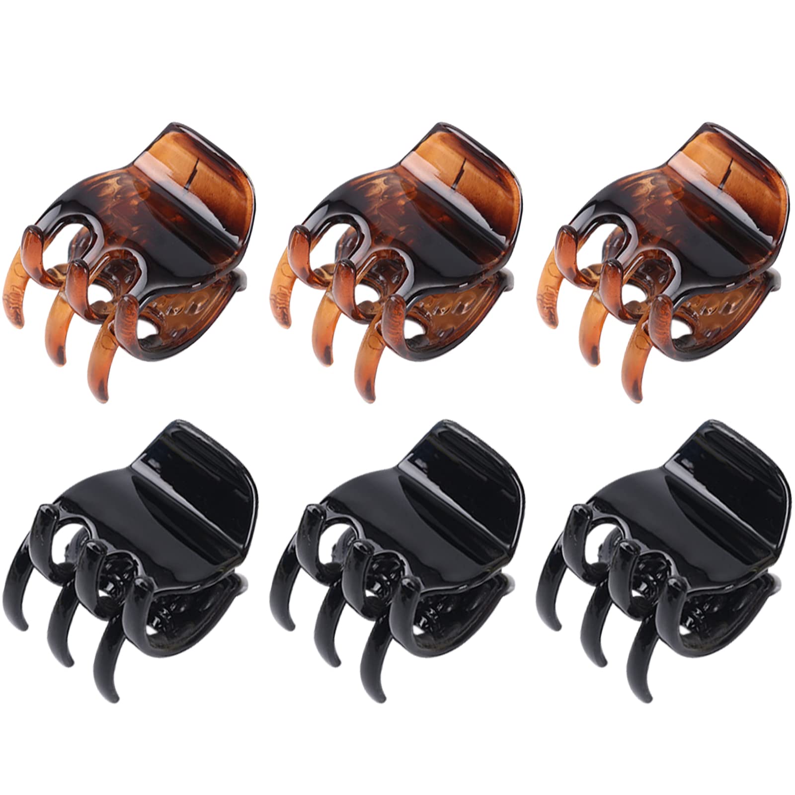 VEGCOO 6 Pcs Hair Claw Clips Resin Medium Hair Claw Non Slip Hair Clips Women's And Girls Classics Claw Clips in Brown and Black(Upgraded version)
