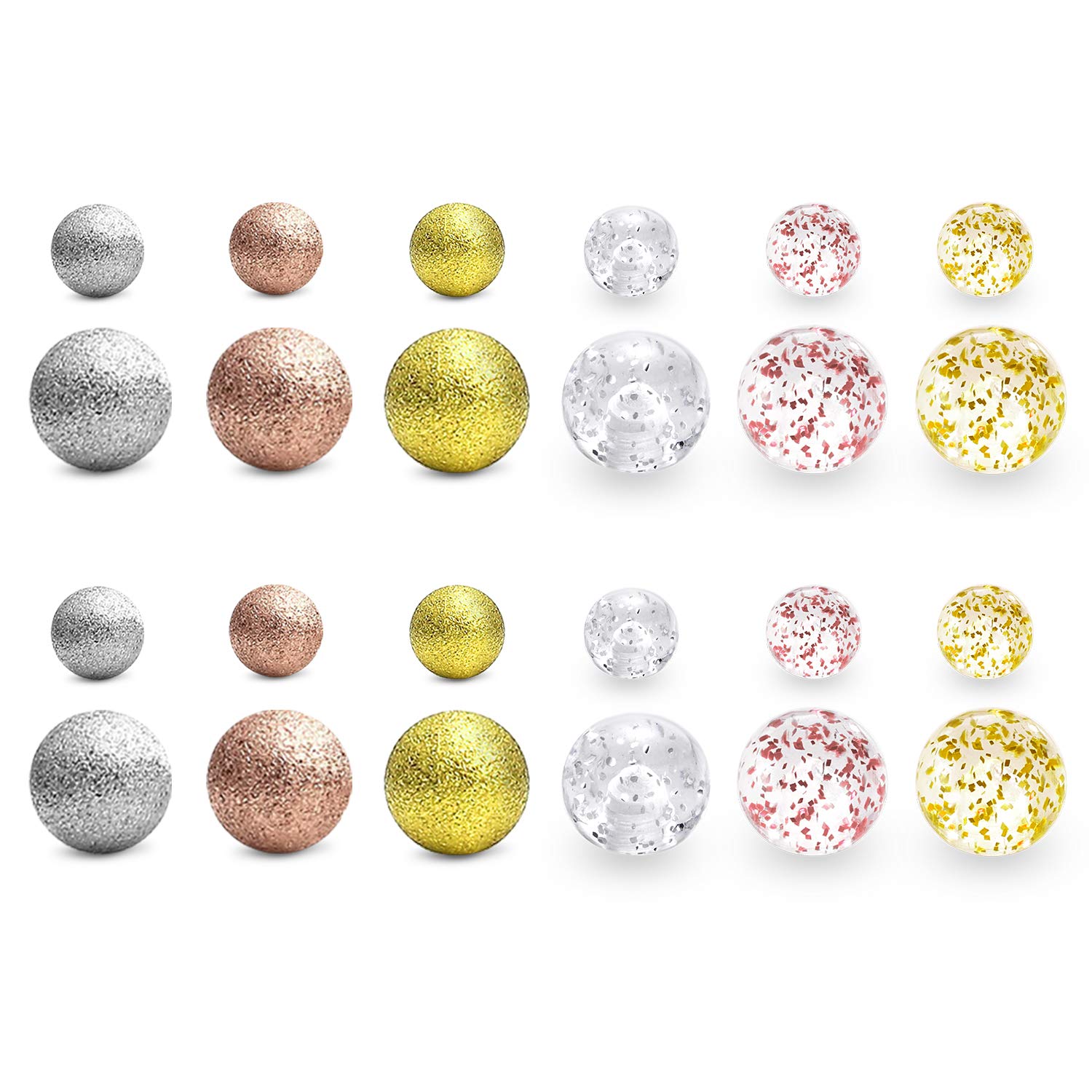 JFORYOU Replacement Balls for Body Jewelry Piercing 24PCS 14G 5mm 8mm Stainless Steel and Acrylic Replacement Balls Barbell Parts for Belly Button Rings Nipple Rings Tongue Rings Industrial Barbell