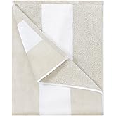 HENBAY Cotton Oversized Beach Towel - Large 70 x 35 Inch Pool Towel, Chiffon Striped Quick Dry Swimming Cabana Towel