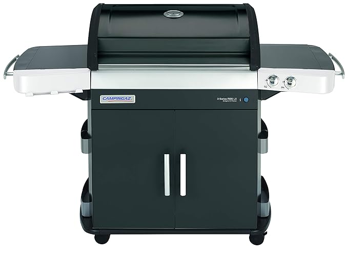 Campingaz Gasgrill 3 Series RBS LX mit Keramikbrennern, großer Grillwagen mit Deckel-Thermometer, InstaClean Reinigungssystem