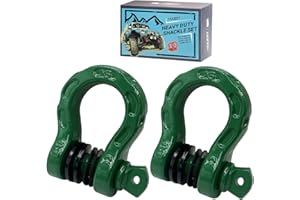 HOUERT Heavy Duty D-Ring Shackle, 68,000 lbs Break Strength, Stronger Than 3/4" D Rings, Tow Shackle with 7/8" Screw Pin & Washers for Off-Road Towing Jeep Vehicle Recovery, Green, 2 Pack
