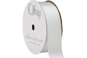 Berwick 061176 7/8" Wide Single Face Satin Ribbon, White, 6 Yds