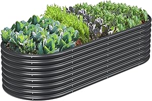 FRIZIONE 8FT(L)×4FT(W)×2FT(H) Galvanized Raised Garden Bed Outdoor, Metal Raised Garden Beds for Flower, Raised Planter Box Outdoor for Herb, Vegetable-Gray