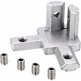 PZRT 4-Pack 2020 Series 3-Way End Corner Bracket Connector, with Screws for Standard 6mm T Slot Aluminum Extrusion Profile