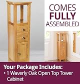 Hallowood Furniture Waverly Oak Open Top Tower Slim Storage Cabinet view 7