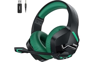 BINNUNE Wireless Gaming Headset with Microphone for PC PS5 PS4, 2.4GHz Low Latency, Bluetooth 5.0 USB Gamer Headphones with Mic for Laptop Computer