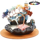 Dreamgirnh Chakras Backflow Incense Burner, Crystal Tree Incense Waterfall Fountain, Cone Incense Holde, Living Room Shelf Aesthetic Decor