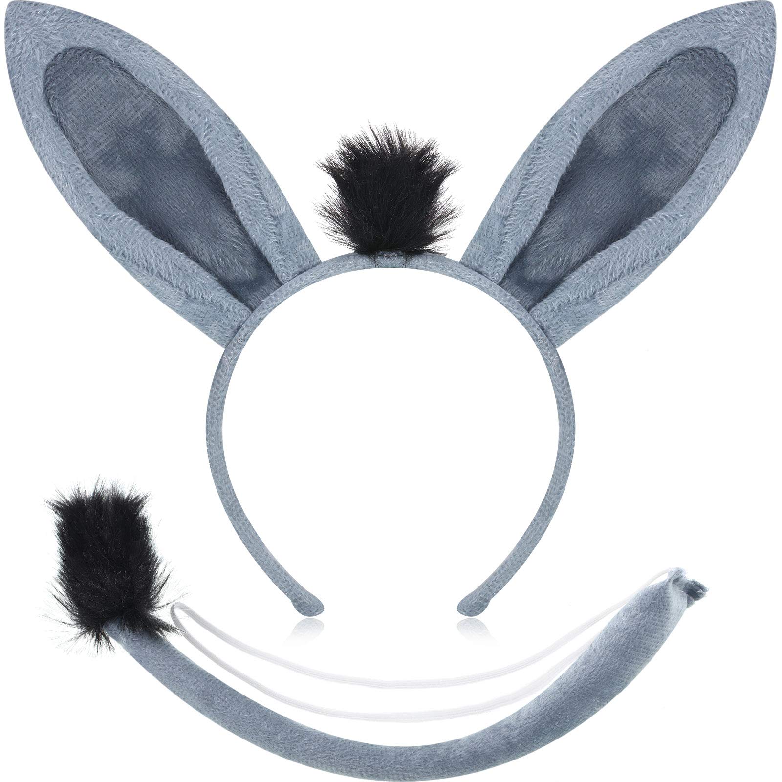 WILLBOND Animal Costume Set Ears Headband Tail Animal Dress Up Set Fancy Dress Costume Party Decoration Accessory (Donkey)