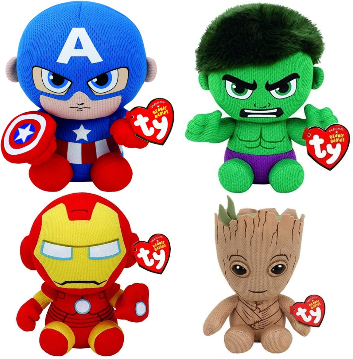 Marvel TY 4-piece superhero plush toy set - 15 cm