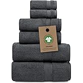 100% Organic Zero-Twist Cotton Towels - GOTS Certified Luxury Bath Towels - Ultra Soft & Plush 700GSM Long-Staple Cotton - 6 Piece Towel Set (Granite Grey)