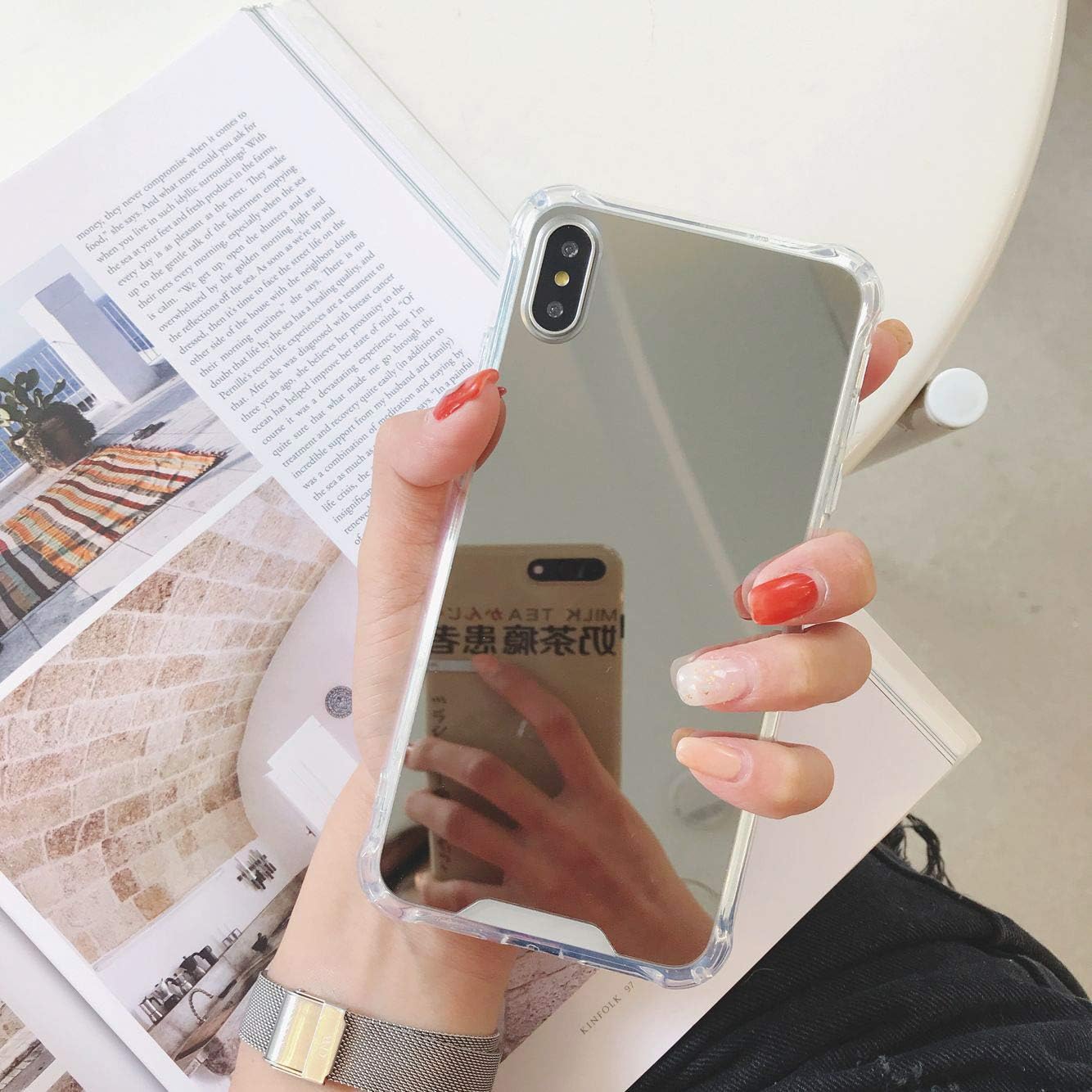 MURMAZ iPhone XS MAX case [6.5 inch] 2018, Stylish Mirror case with [Reinforced Corner] [Hard Back+Soft Rubber Bumper] [Shockproof] for Girls Woman Makeup Touch up and Back Camera Selfies (Mirror MAX)