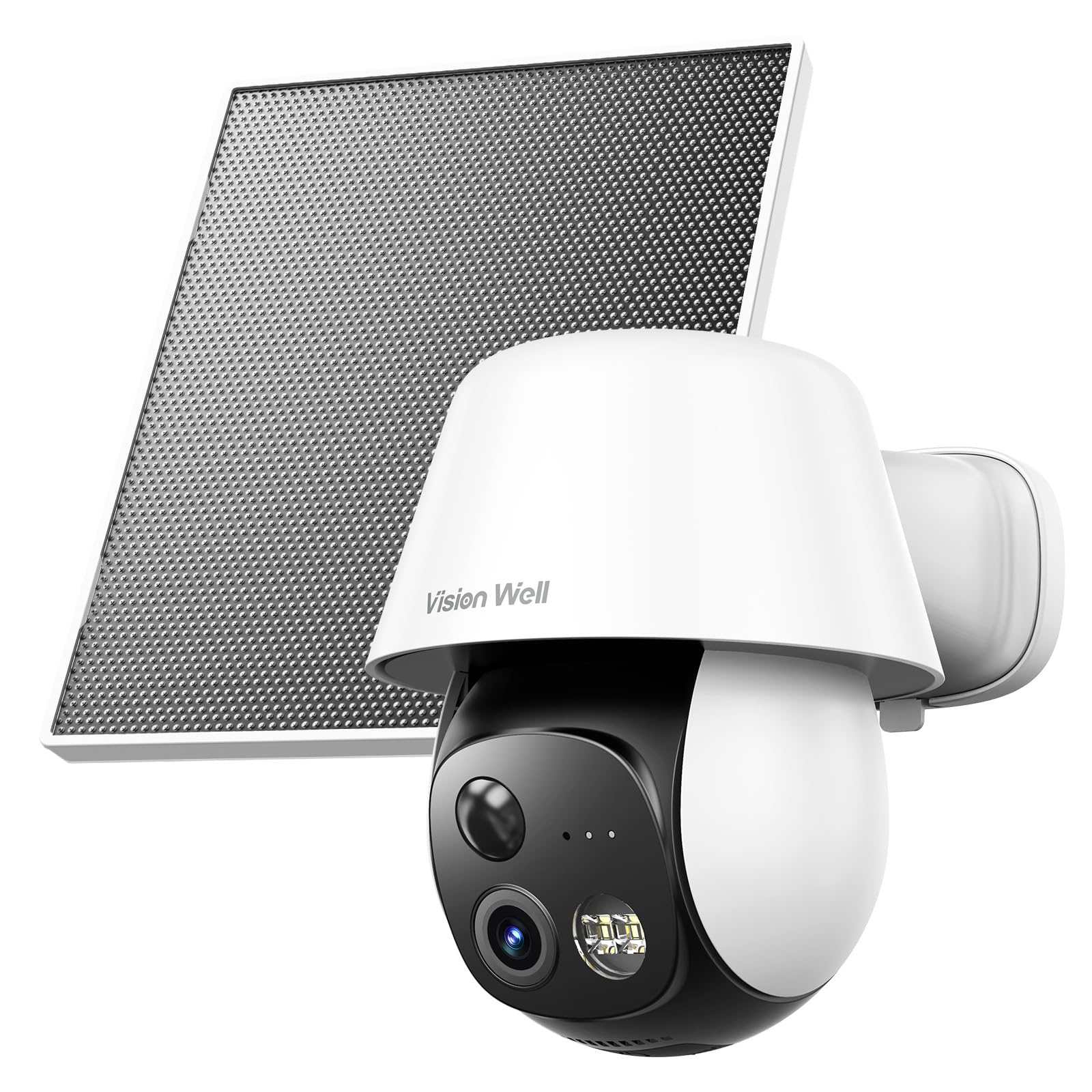 VISION WELL Solar Überwachungskamera Aussen, 2K 360° PTZ WLAN IP Kamera Kabellos, PIR Personenerkennung, Farbnachtsicht, Sirene & Lichtalarm, 2-Wege-Audio, IP65 Wetterfest, SD/Cloud