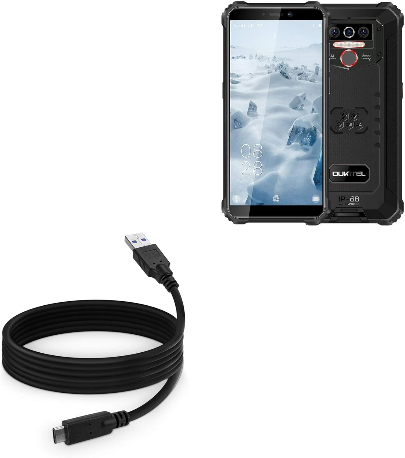 Amazon Com Oukitel Wp5 Pro Cable Boxwave Directsync Usb 3 0 A To Usb 3 1 Type C Usb C Charge And Sync Cable For Oukitel Wp5 Pro 6ft Black Electronics