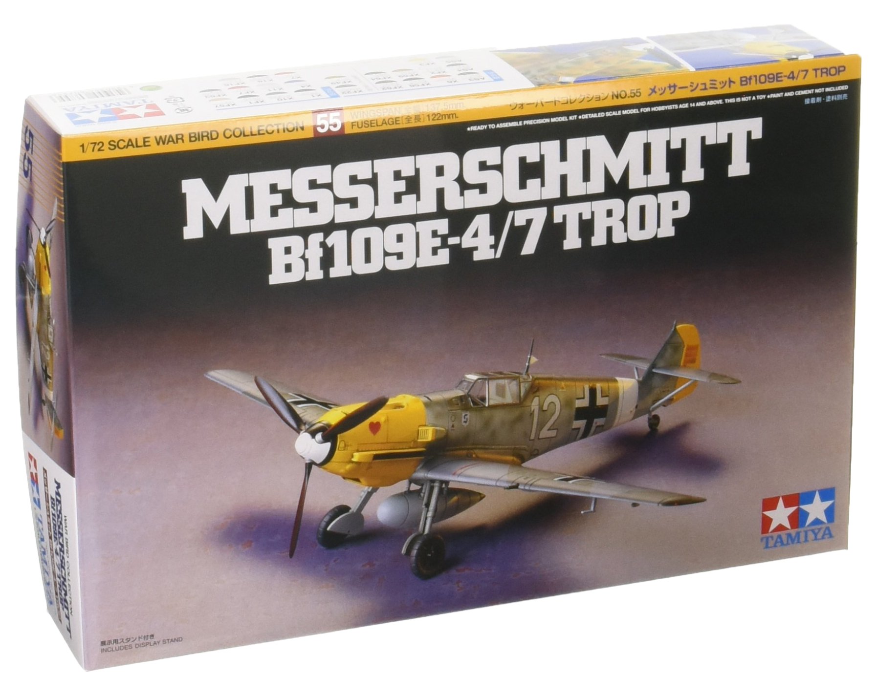 TAMIYA 300060755 60755 Messerschmitt 300060755-1:72 ME-BF 109E-4/7 Trup, Airplane, Standing Model, Faithful Replica, Plastic Kit, Crafts, Model Kit, Assembly, Unpainted, 1/72