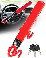 Tevlaphee Steering Wheel Lock Twin Bar with 3 Keys Red High Visibility view 2