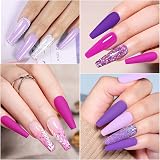 Yueshop 6 Colors Gel Nail Polish Set Grape Purple Glitter Sparkle Kit view 4