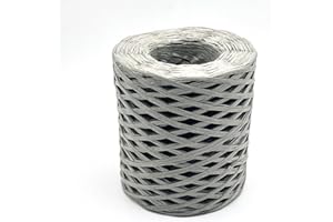 SILLLULE Raffia Paper Craft Ribbon,1/4 Inch 656 Feet Raffia Twine String for Gifts Wrapping,Raffia Ribbon Raffia Paper Rope for Craft Weaving Hats Bags Knitted Crochet DIY Craft Projects, Gray