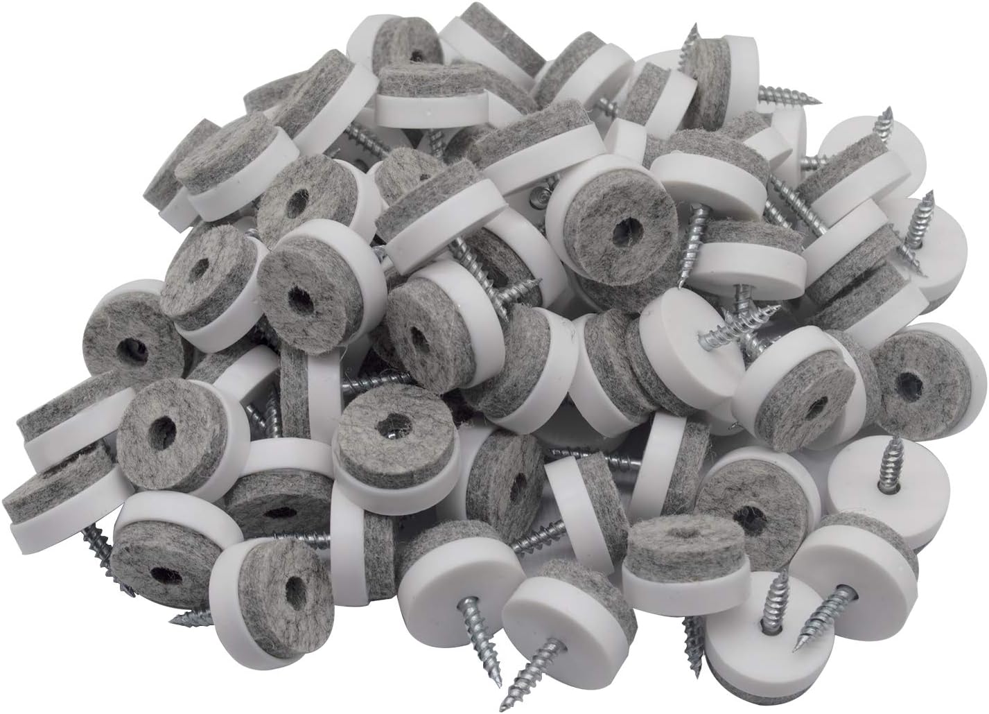 40pcs Round Screw-in Felt Pad Floor Protectors for Wood Furniture Chair Table Leg Feet Slide Smoothly (20mm,White)