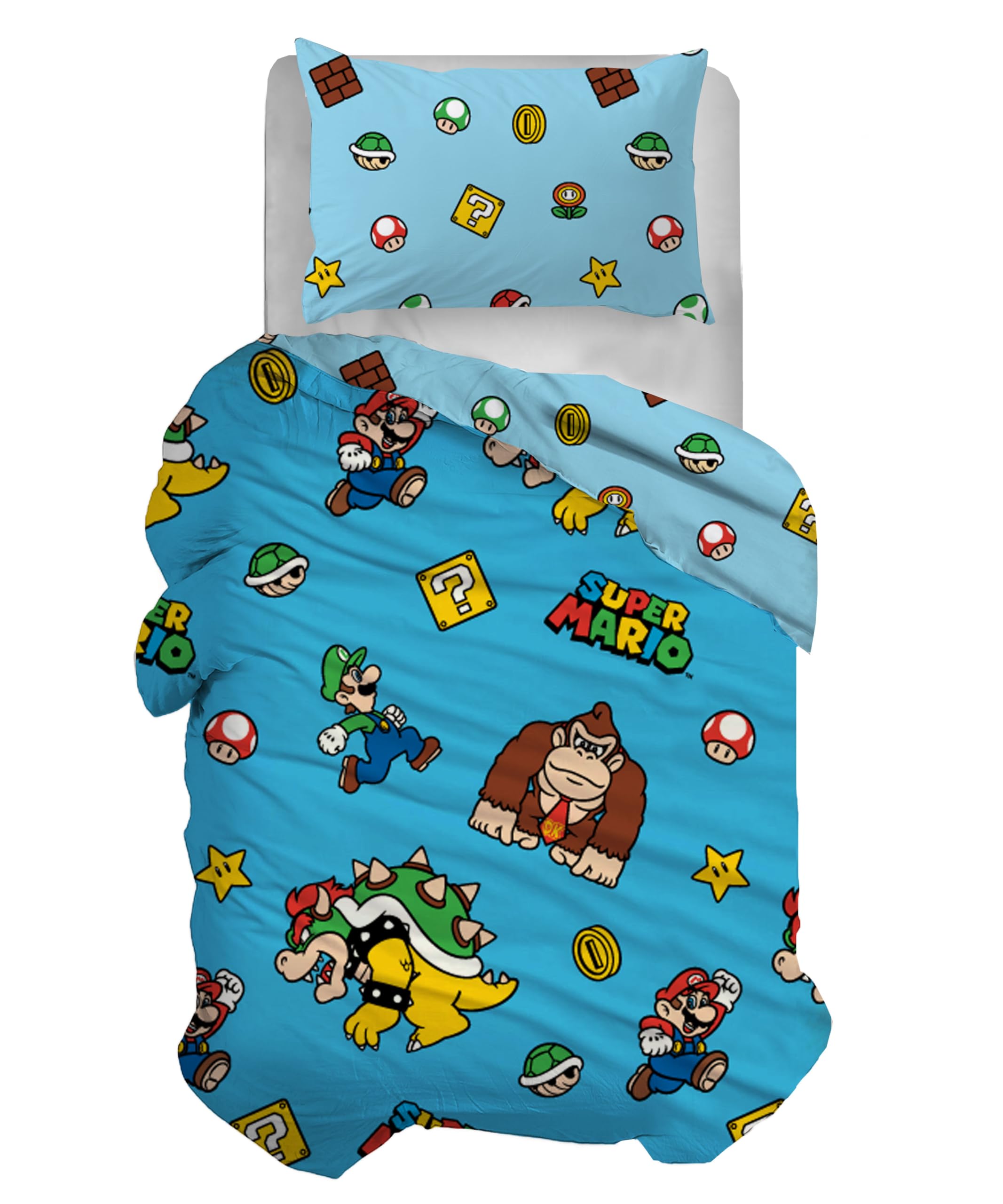hermet Super Mario Duvet Cover for Single Bedroom, Fears Duvet Cover, Single, Bag, Pillowcase, 100% Cotton