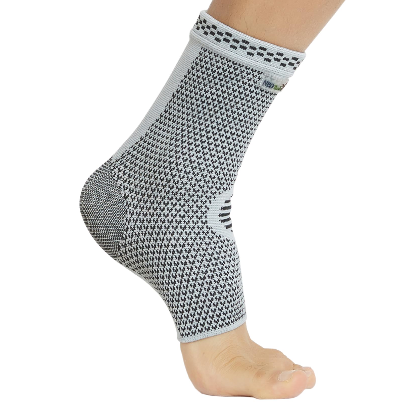 Neotech Care Ankle Support Sleeve - Bamboo Fiber Knitted Fabric - Light, Elastic & Breathable - Medium Compression - Right or Left Foot, Men, Women (Grey Colour, Size M, 1 Unit)