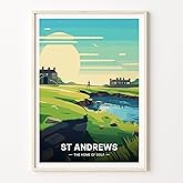St Andrews Golf Club Travel Poster, Scotland Landscape Wall Art, Golf Lover Gift Idea, Office Home Decor