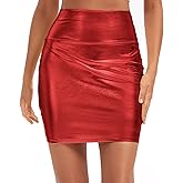 Urban CoCo Women's Sexy Bodycon Pencil Skirt Shiny Metalic Liquid Party Tight Hip Mini Skirt