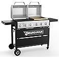 Brand-Man Griddle Grill Combo 6-Burner, 2 in 1 Versatile Propane Gas Grill and Griddle with Double Stainless Steel Lids, BBQ Combo for Outdoor Kitchen & Backyard Barbecue Cooking