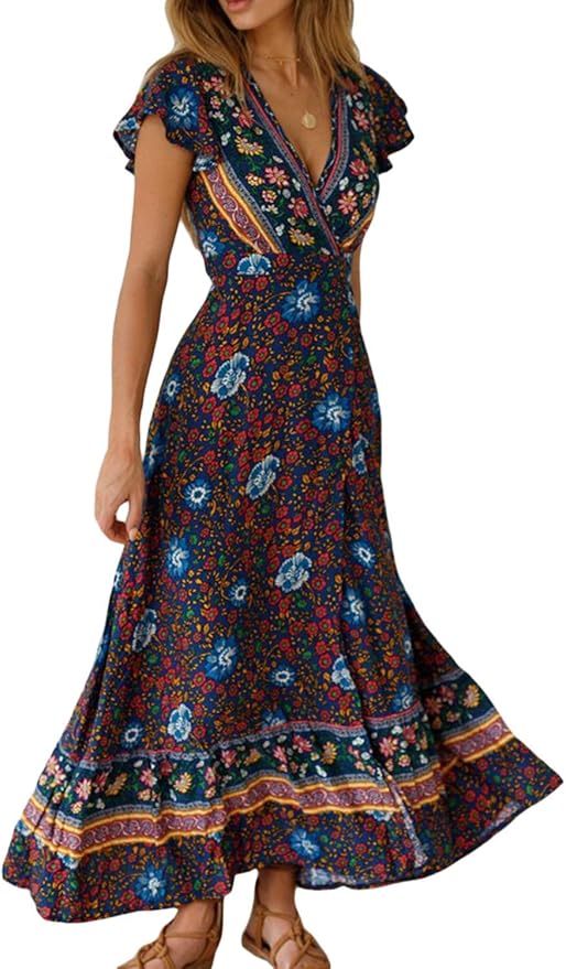 Mieuid Women Boho Dresses Summer Chic Bohemian Beach Dresses Dress