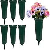 Memorial Floral Vases, Cemetery Vase, Headstones Flower Holder, Grave Cone Vase, Flower Pots for Outdoor Plants, Decorative Plastic Containers (Set of 6, Green)