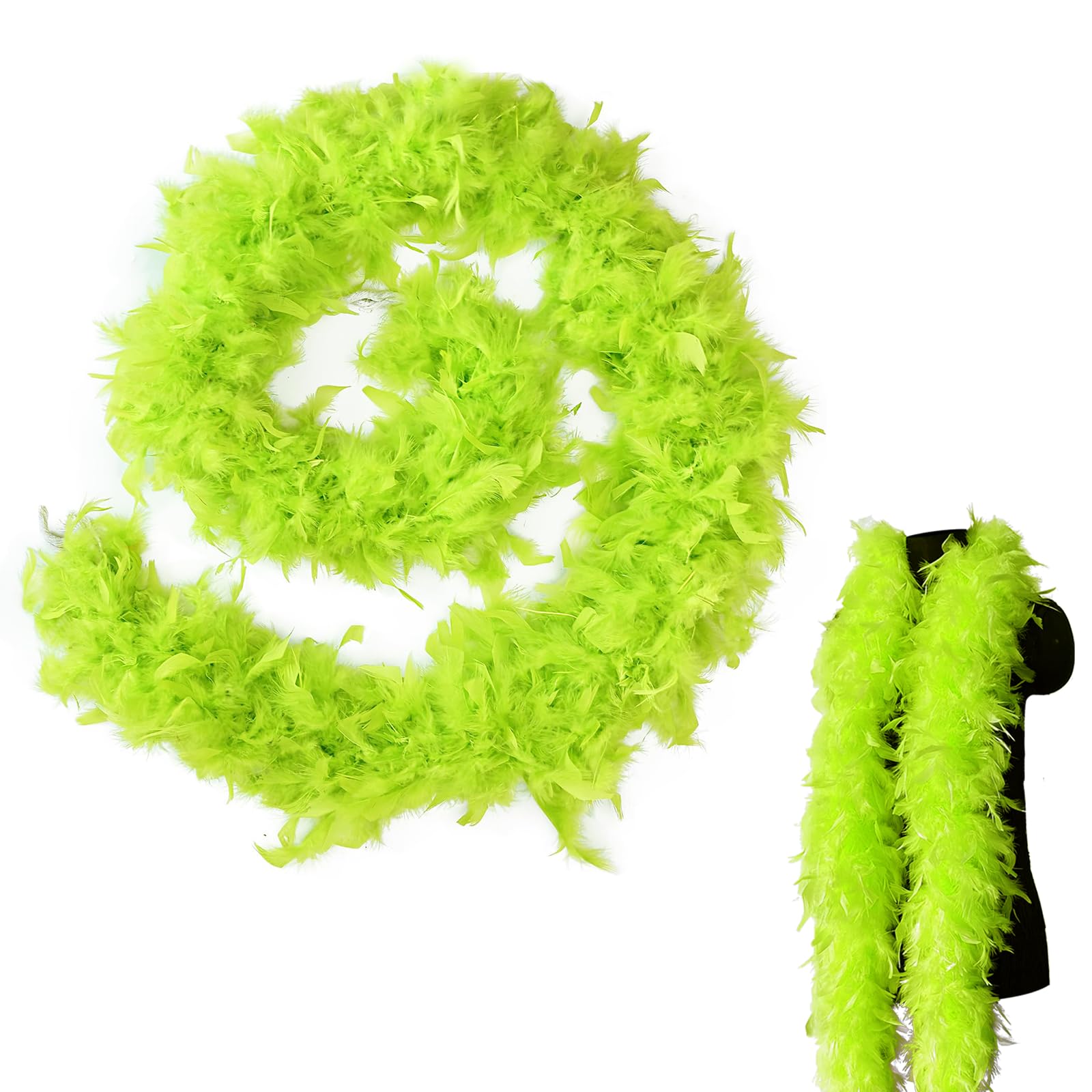 MORAINJAY Colorful Feather Boas,6.6ft/2m Fruit Green Natural Turkey Feather Boa for Women,80g Fluffy Boa Feather for Fancy Dress Home Dancing Party,Wedding,Halloween,Cosplay,Costume Decoration