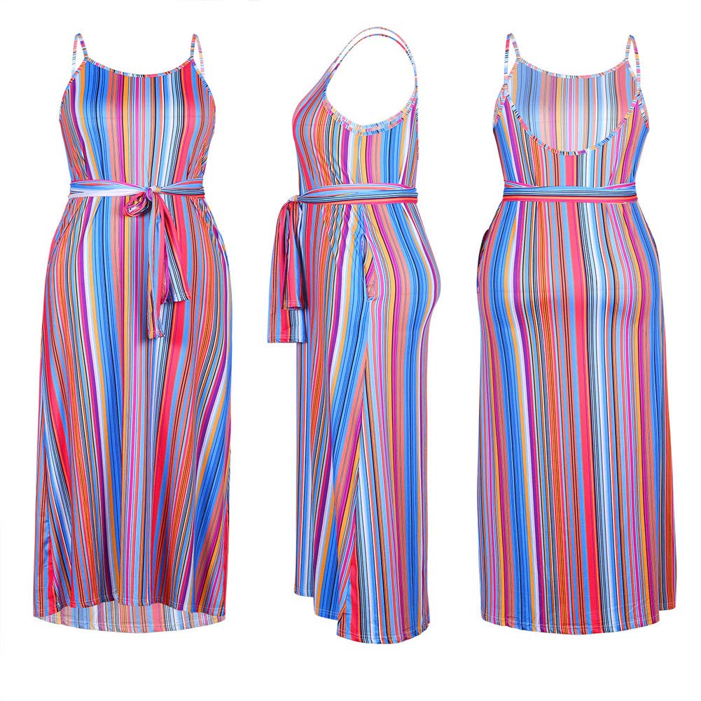 Ophestin Womens Plus Size Maxi Dresses - Spaghetti Straps Causal Summer Dress with Pockets