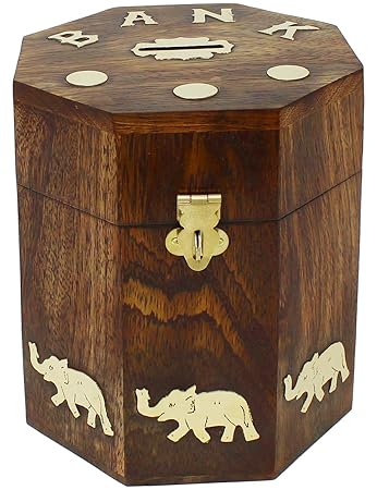 Piggy Bank Coin Handmade Savings Money Bank The Mind Challenge Box Toy with Latch for Kids and Adults