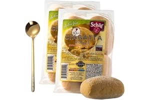 Ciabatta Bread Rolls, 7 oz | Bundled with Westlake Art Golden SS Spoon, Gluten-Free Italian Bread, Soft Texture & Crispy Crust, Ideal for Sandwiches & Soups, Individually Wrapped - (Pack of 2)
