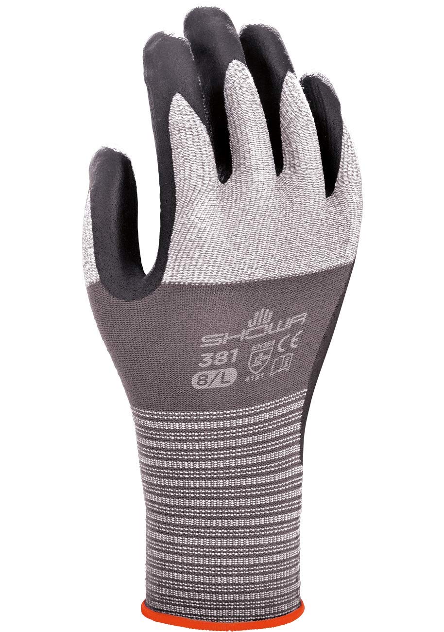 SHOWA 381 Nitrile Coated Work Glove, Grey, XXL