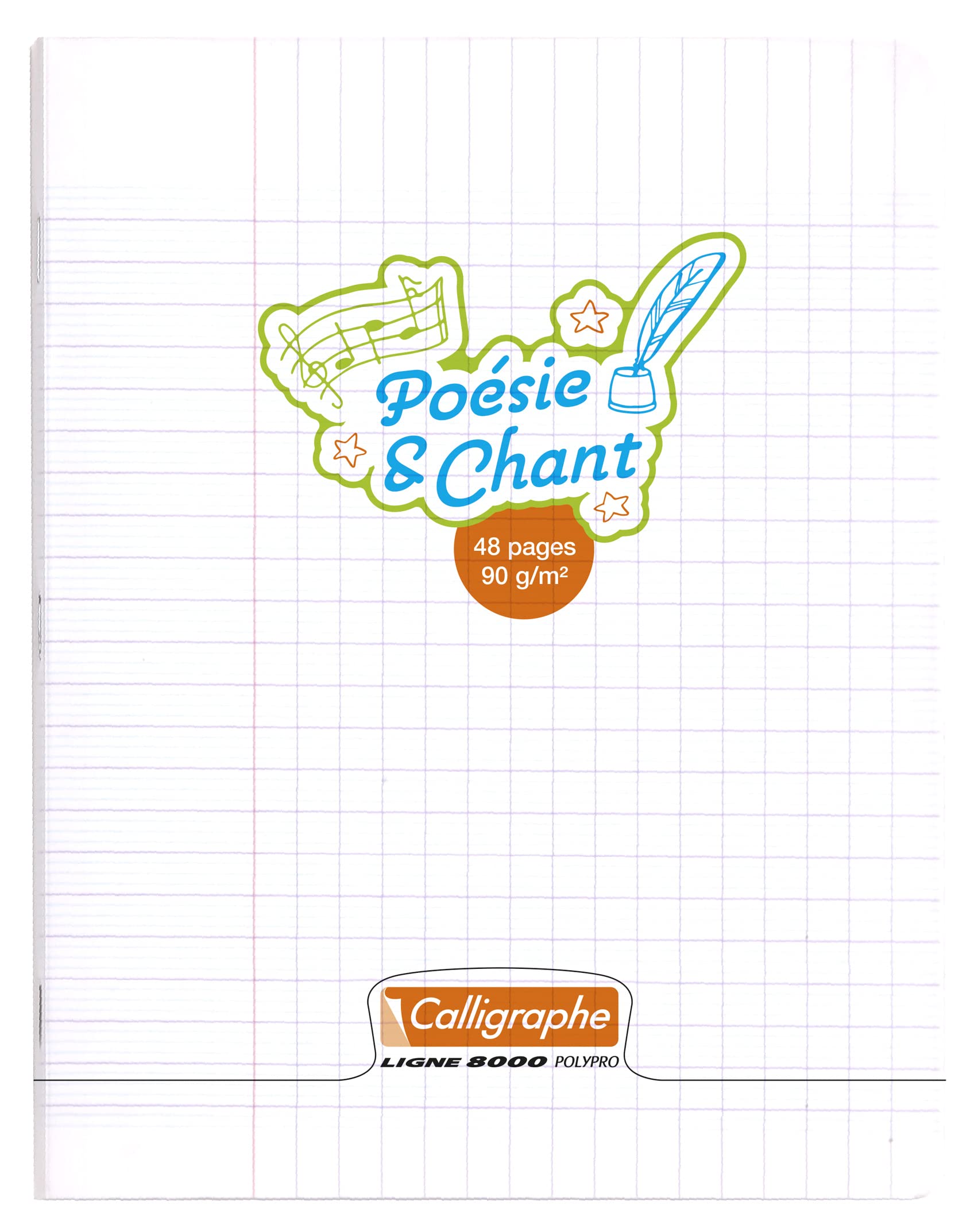Calligrapher 18119C A Clear Stapled Notebook (a Clairefontaine Brand) - 17x22 cm - 60 Seyes TriColoure Pages - 90 g White Paper - Transparent Polypro Cover