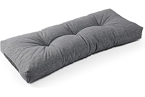 SUNROX LokGrip Non Slip Tufted Memory Foam Bench Cushion, FadeShield Water Resistant Durable Thicken Outdoor/Indoor Bench Seat Pads 42x16x4 inch, Heather Charcoal