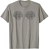 Shell Boob Print Original Seashell Beach Line-Art Shell Boob T-Shirt